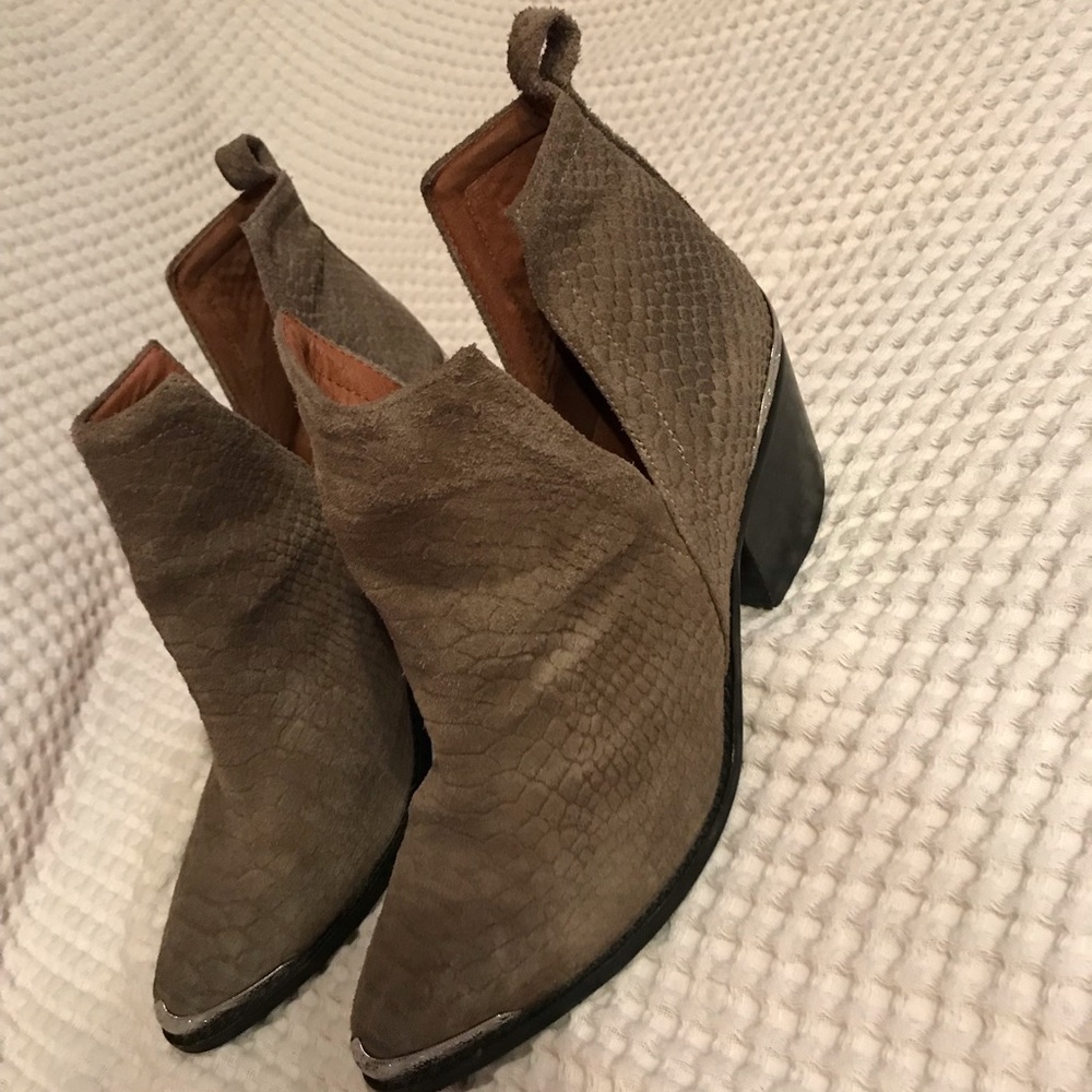 Jeffrey Campbell Taupe Snake Suede Cromwell Boot